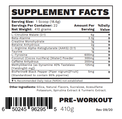 Blackwolf PreWorkout Supplements Ingredients